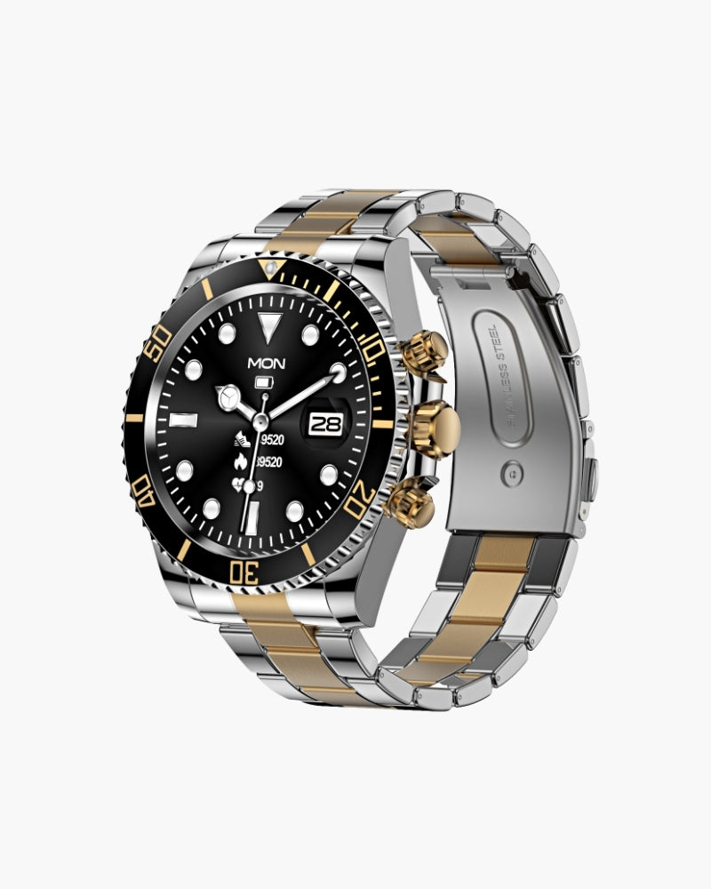 Náutico | Reloj Estilo Diver de Acero en dorado / negro | Luna Bellucci
