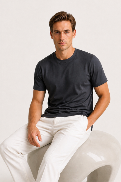 Alessio | Camiseta de Algodón Mercerizado Gris