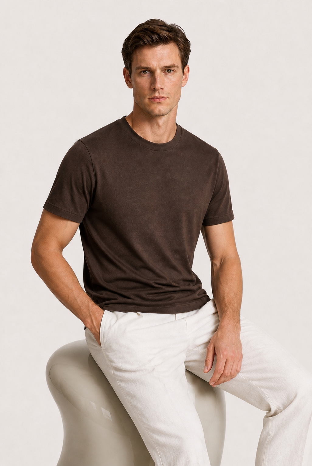 Alessio | Camiseta de Algodón Mercerizado Marrón
