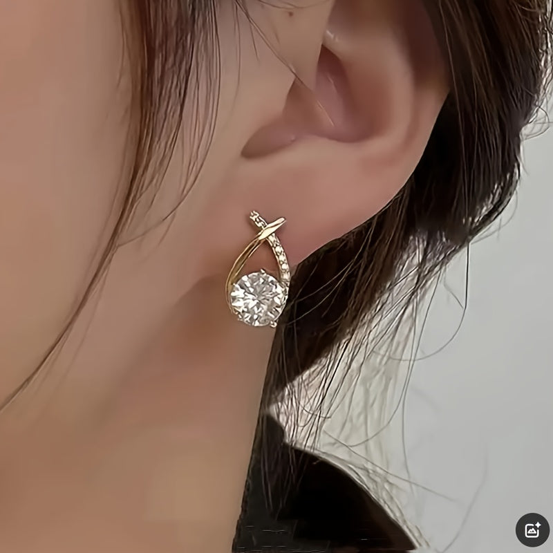 Pendientes con cruz de oro y circonita