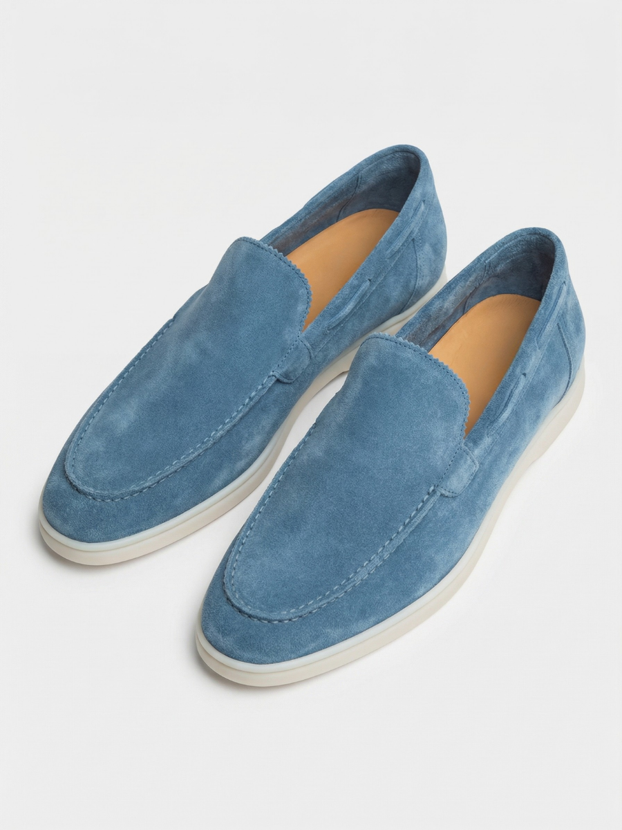 Mocasines de Ante Premium Azul Zafiro | Luna Bellucci