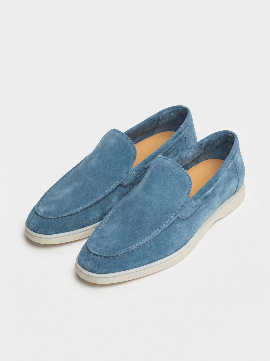 Mocasines de Ante Premium Azul Zafiro | Luna Bellucci