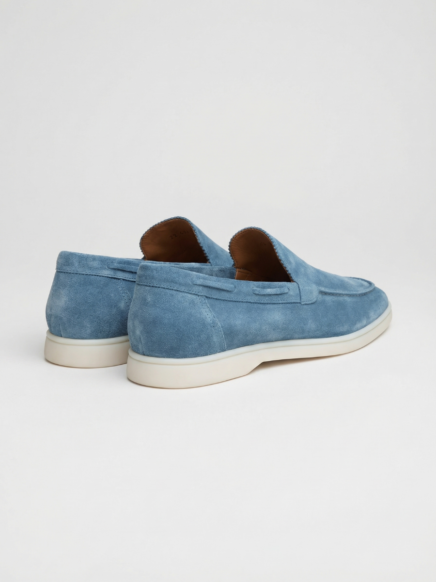 Mocasines de Ante Premium Azul Zafiro | Luna Bellucci