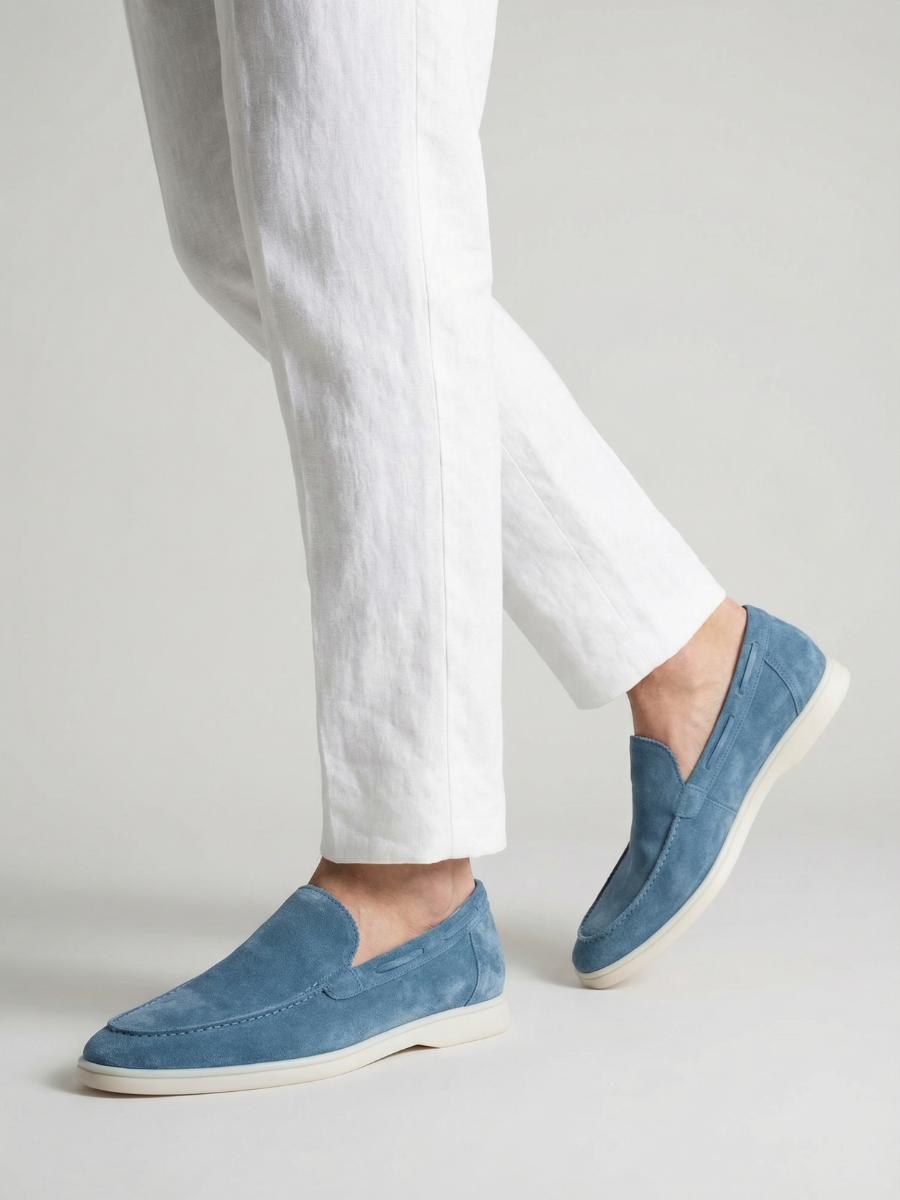 Mocasines de Ante Premium Azul Zafiro | Luna Bellucci