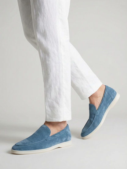 Mocasines de Ante Premium Azul Zafiro | Luna Bellucci