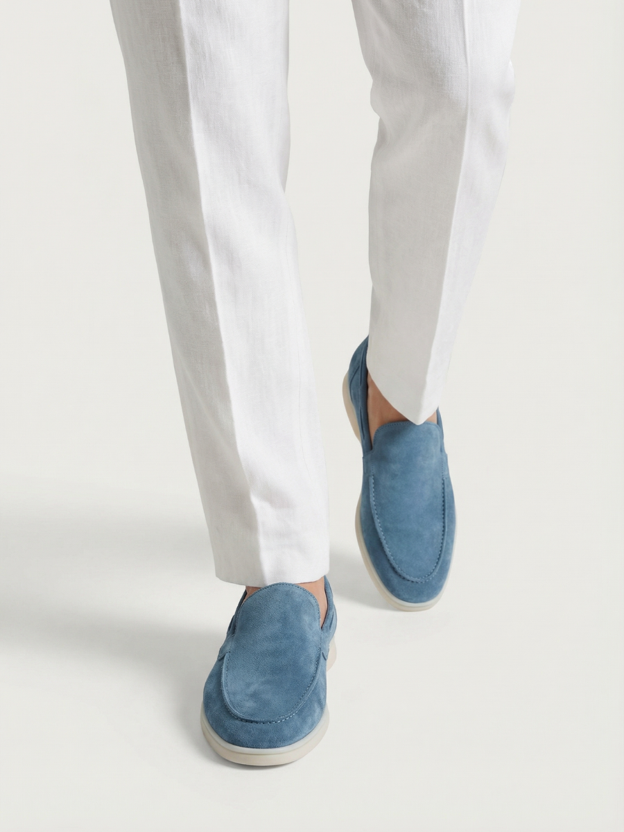 Mocasines de Ante Premium Azul Zafiro | Luna Bellucci