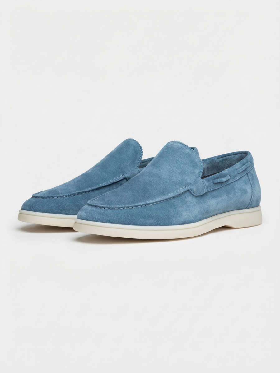 Mocasines de Ante Premium Azul Zafiro | Luna Bellucci