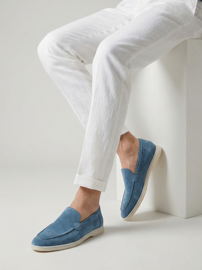 Mocasines de Ante Premium Azul Zafiro | Luna Bellucci