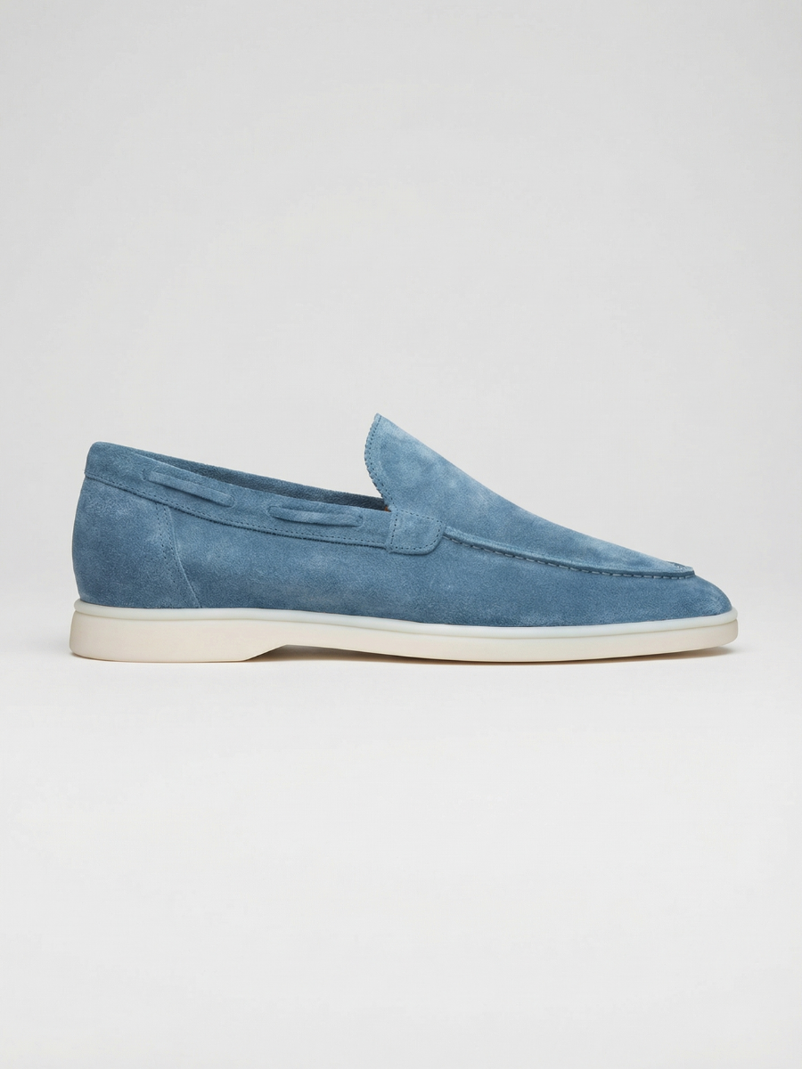 Mocasines de Ante Premium Azul Zafiro | Luna Bellucci