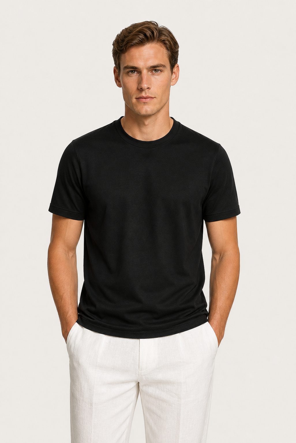 Alessio | Camiseta de Algodón Mercerizado Negra