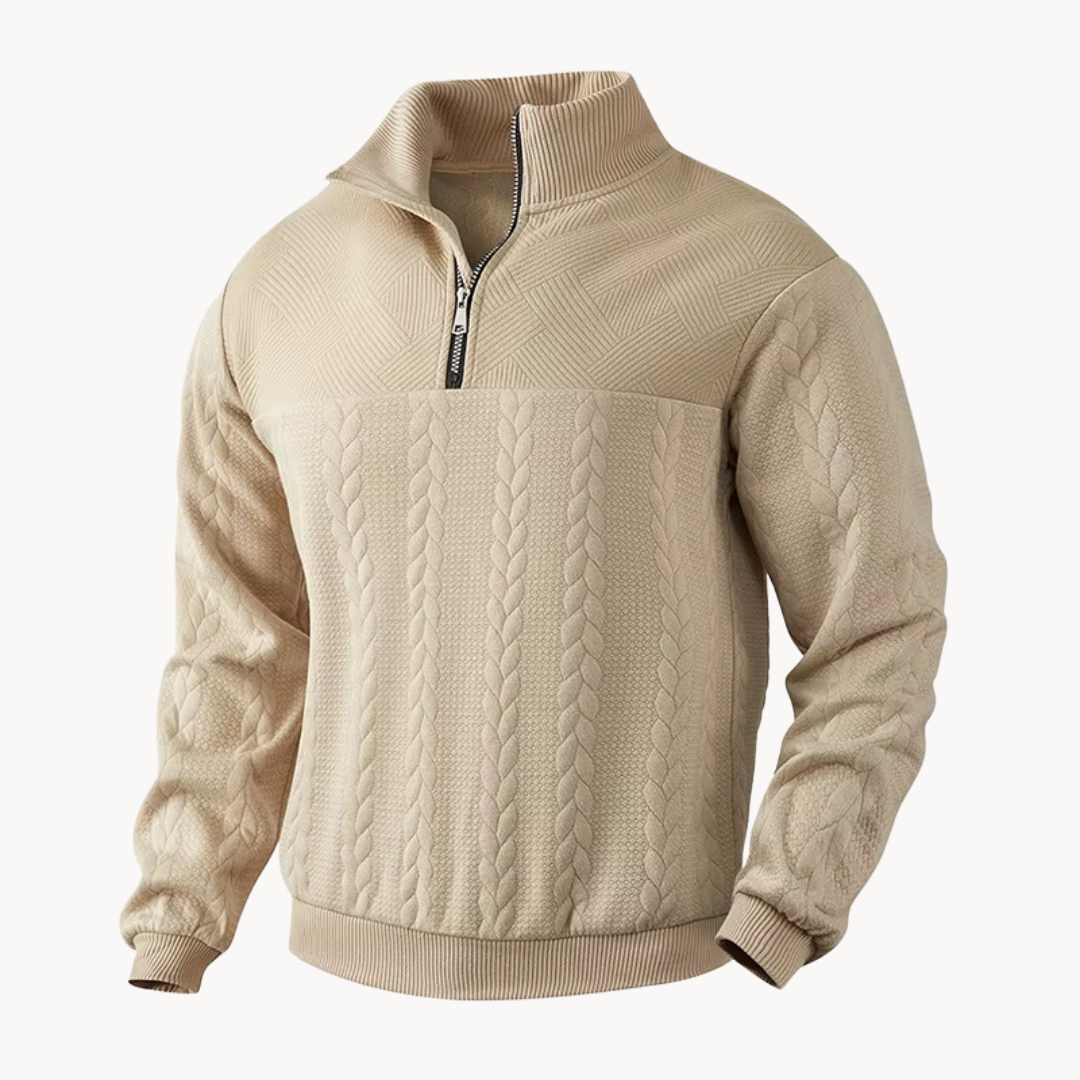 Suéter Pullover Callum con Media Cremallera y Trenzado