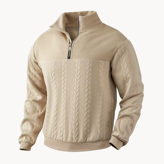 Suéter Pullover Callum con Media Cremallera y Trenzado