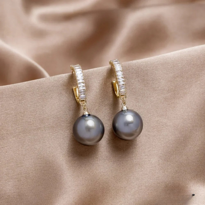 Pendientes chic con perla y circonita