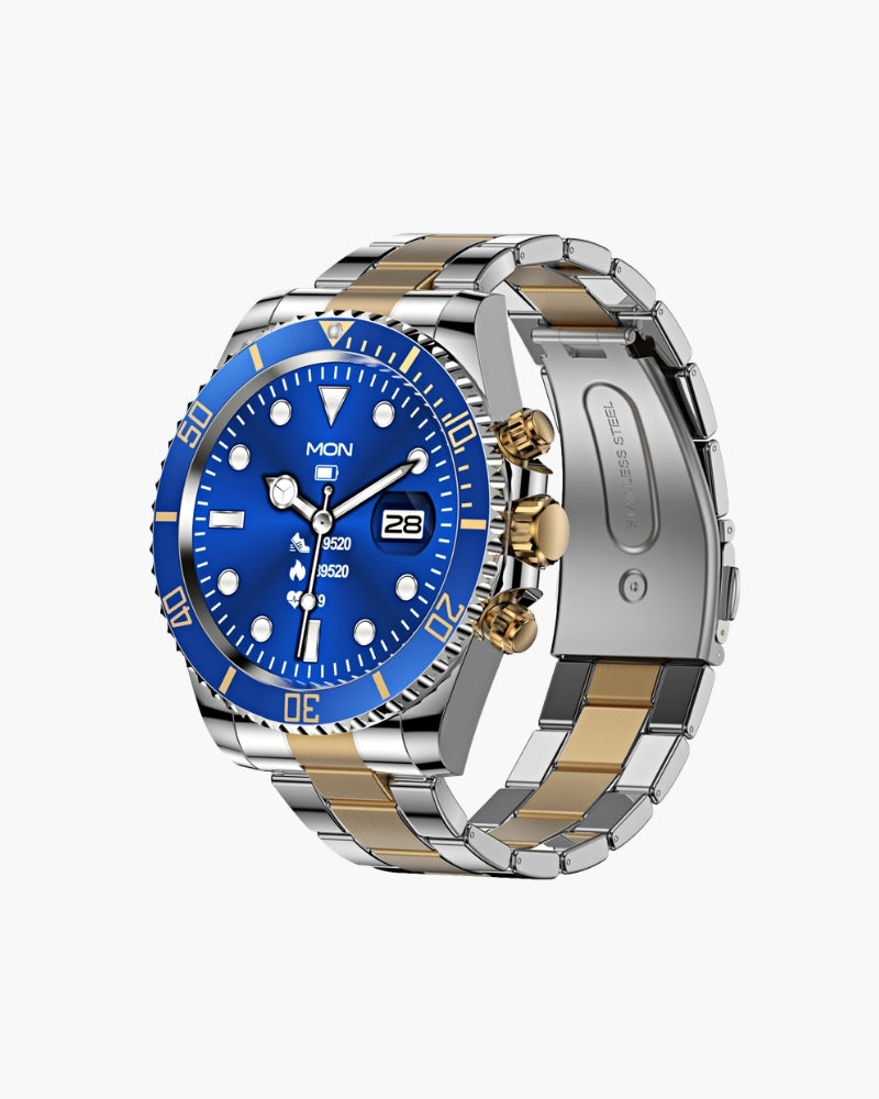 Náutico | Reloj Estilo Diver de Acero en dorado / azul | Luna Bellucci