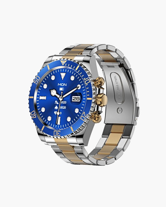 Náutico | Reloj Estilo Diver de Acero en dorado / azul | Luna Bellucci