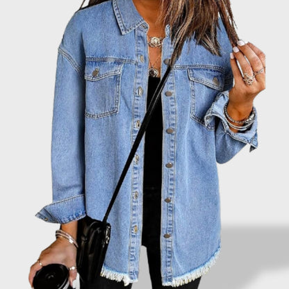 María Chaqueta vaquera oversize para mujer con botones y bolsillos