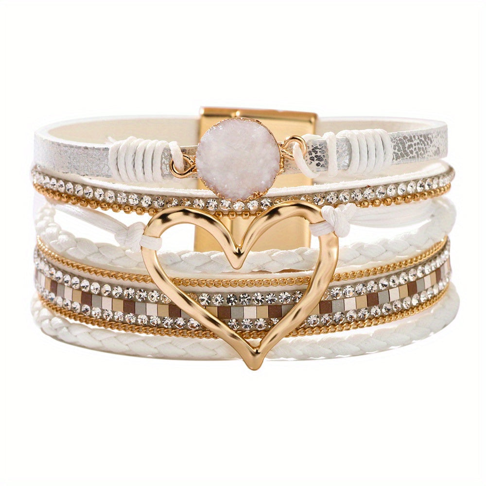 Pulsera de cuero multicapa boho