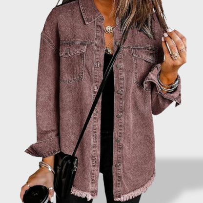 María Chaqueta vaquera oversize para mujer con botones y bolsillos