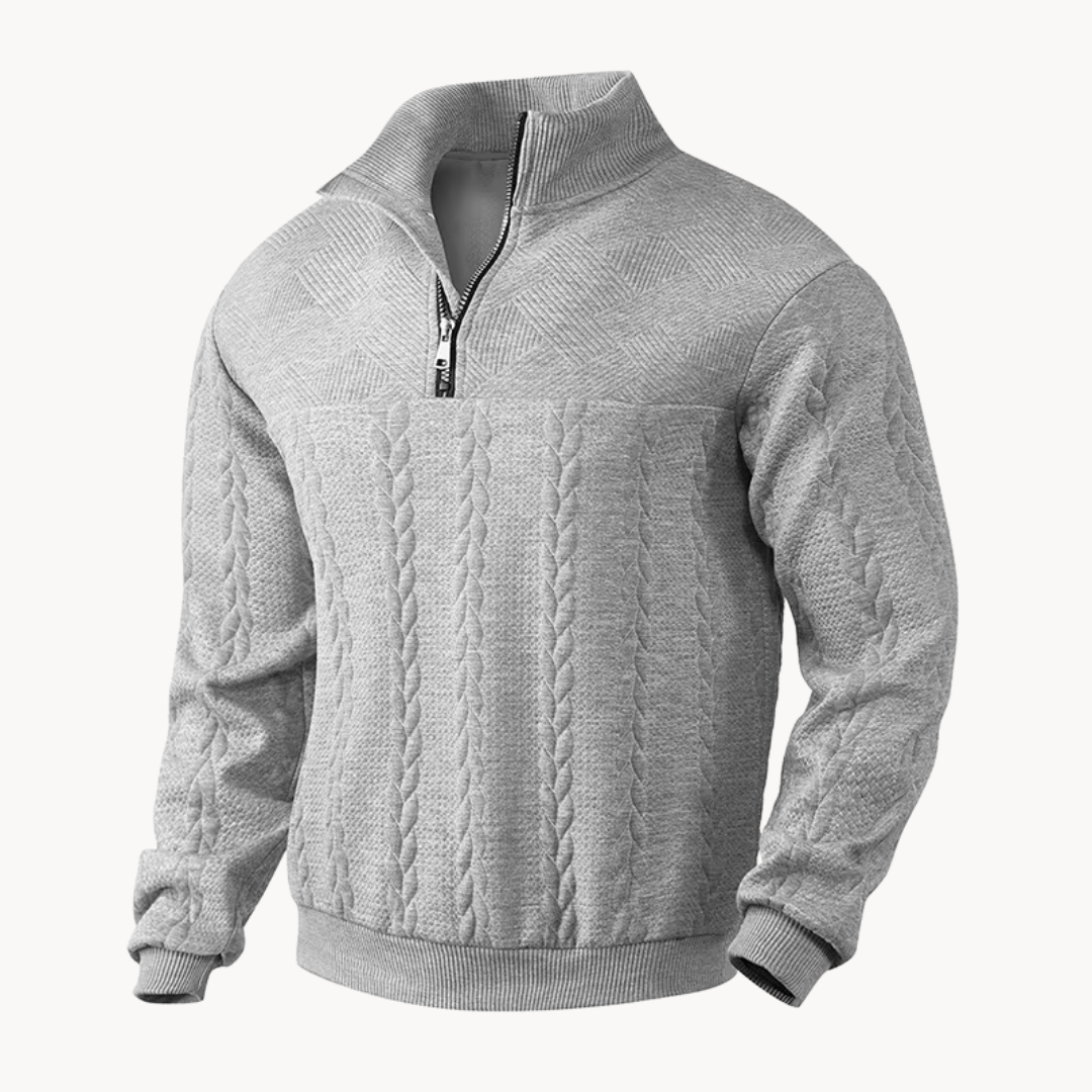 Suéter Pullover Callum con Media Cremallera y Trenzado