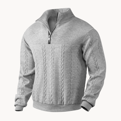 Suéter Pullover Callum con Media Cremallera y Trenzado