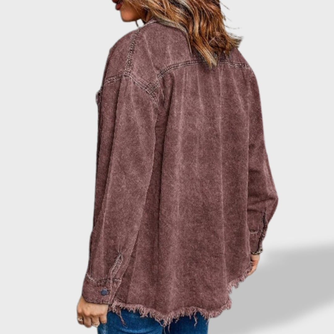 María Chaqueta vaquera oversize para mujer con botones y bolsillos