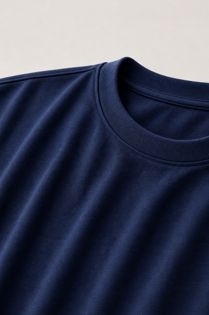 Alessio | Camiseta de Algodón Mercerizado Azul Marino