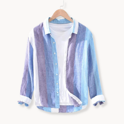 Camisa Seascape a rayas de lino con botones