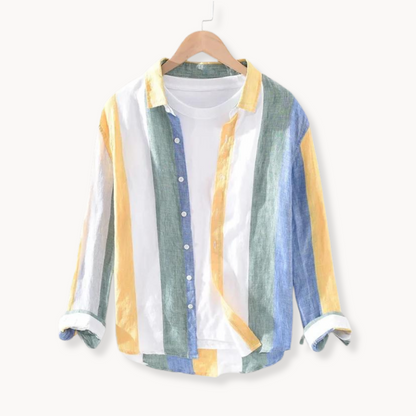 Camisa Seascape a rayas de lino con botones