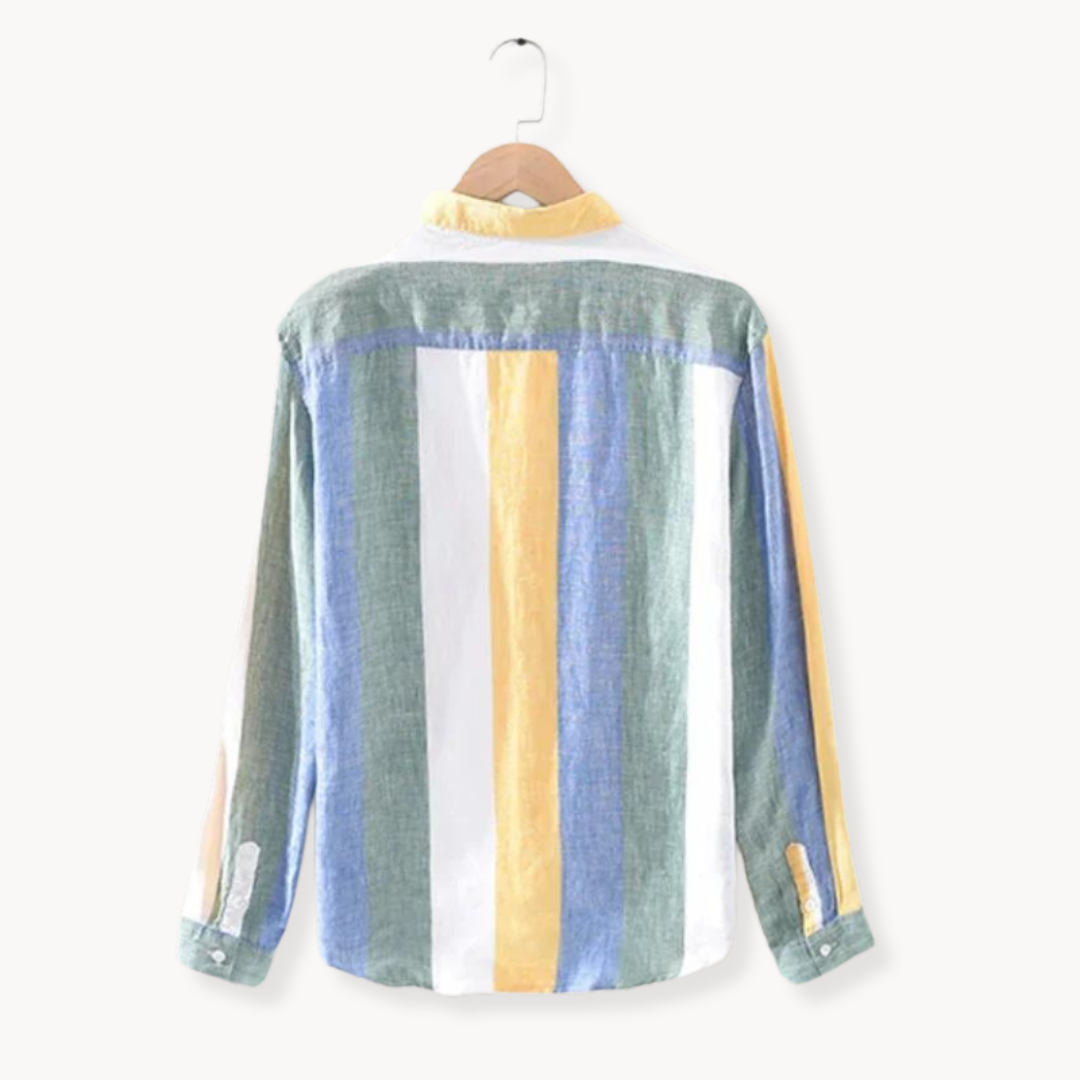 Camisa Seascape a rayas de lino con botones