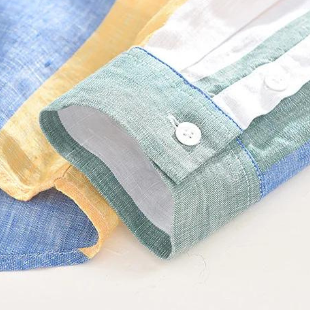 Camisa Seascape a rayas de lino con botones