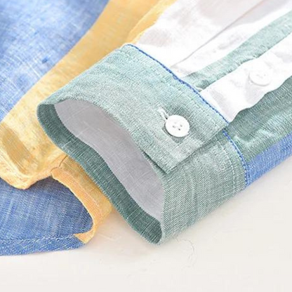 Camisa Seascape a rayas de lino con botones