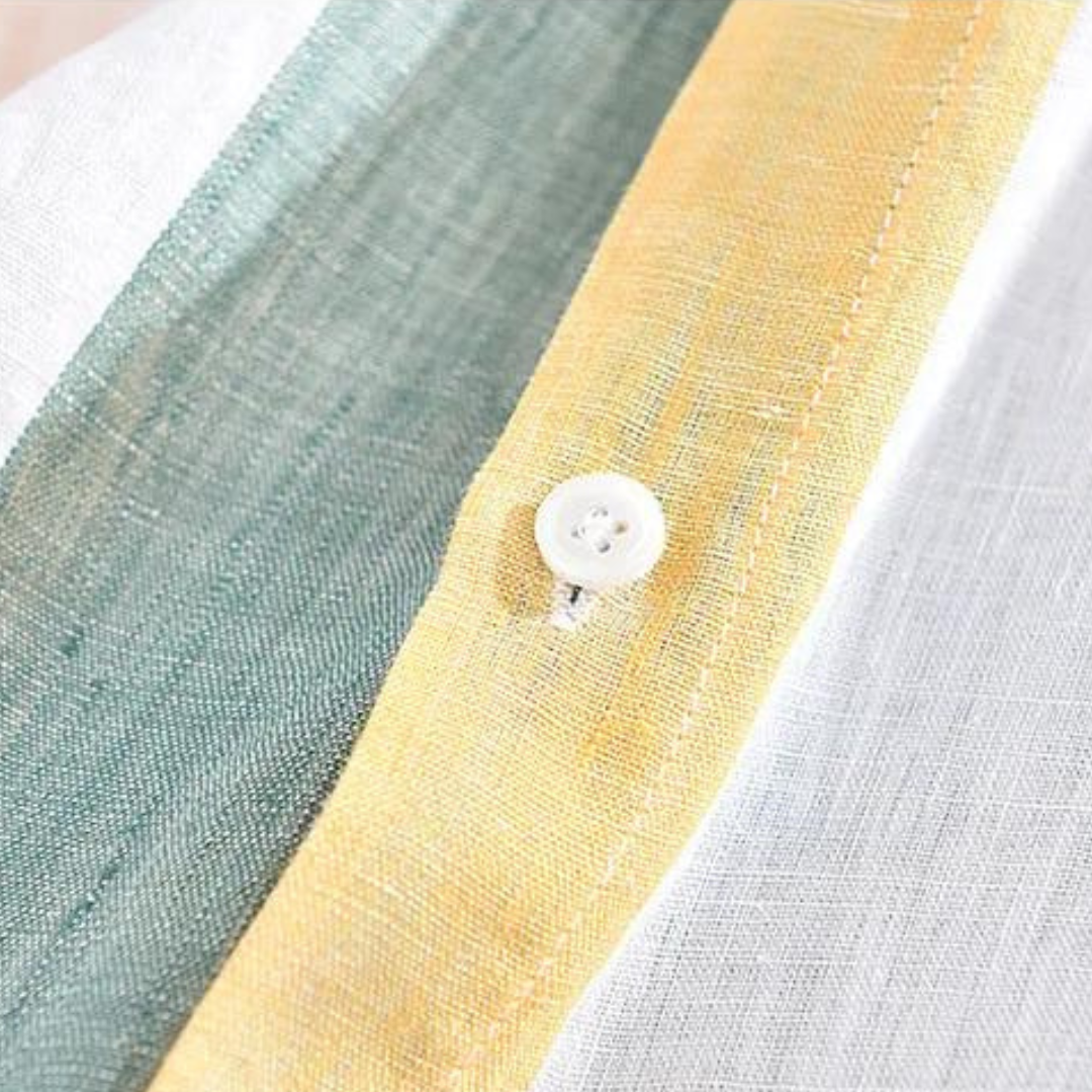 Camisa Seascape a rayas de lino con botones
