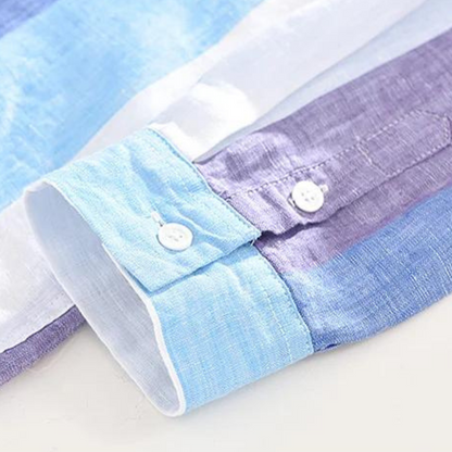 Camisa Seascape a rayas de lino con botones