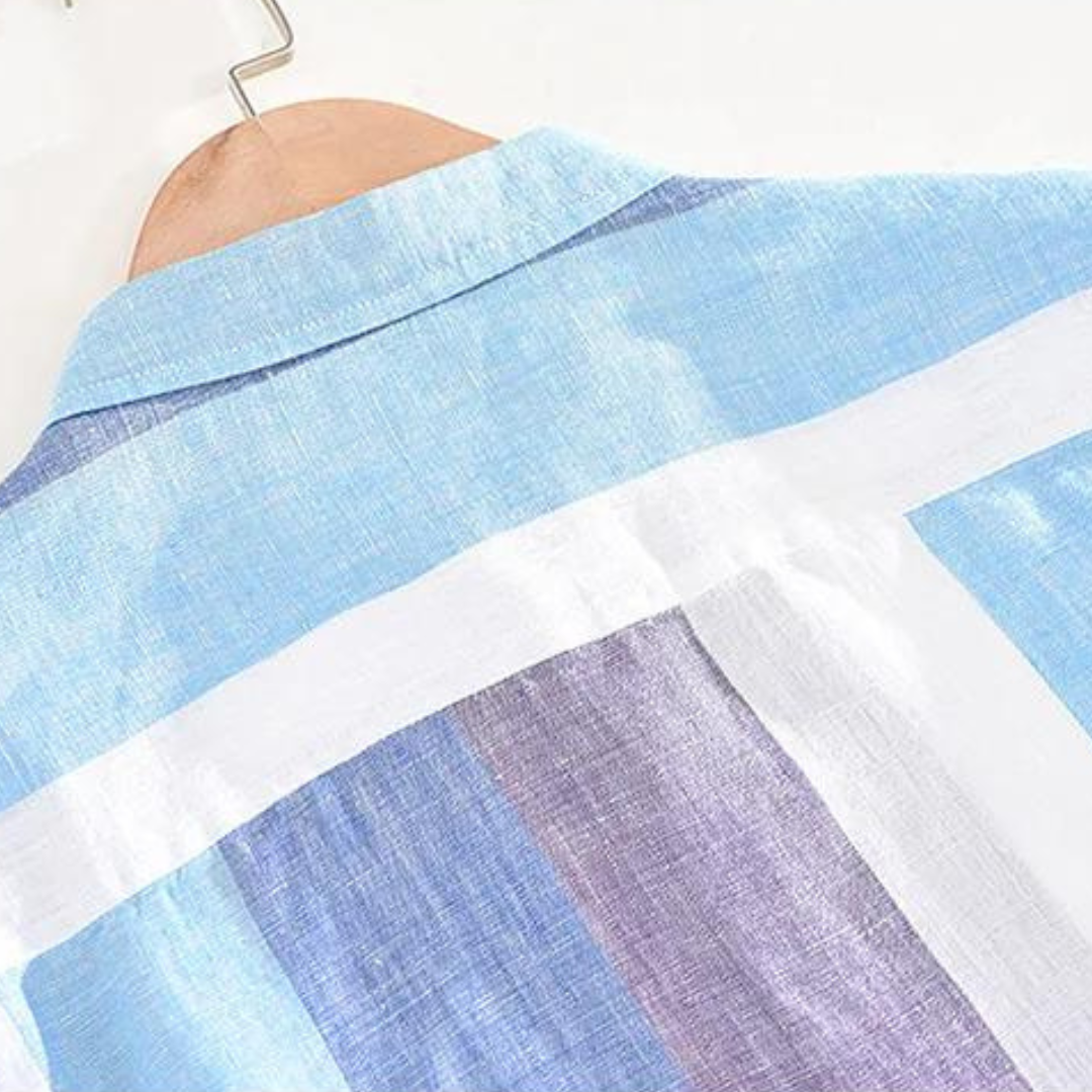 Camisa Seascape a rayas de lino con botones