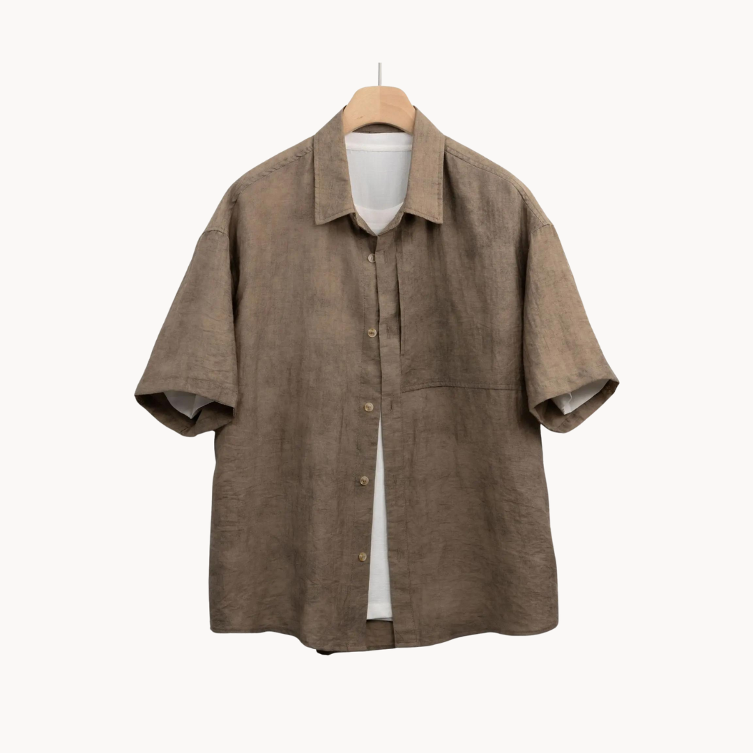 Camisa Sundeck de Lino Suave con Cuello Campestre