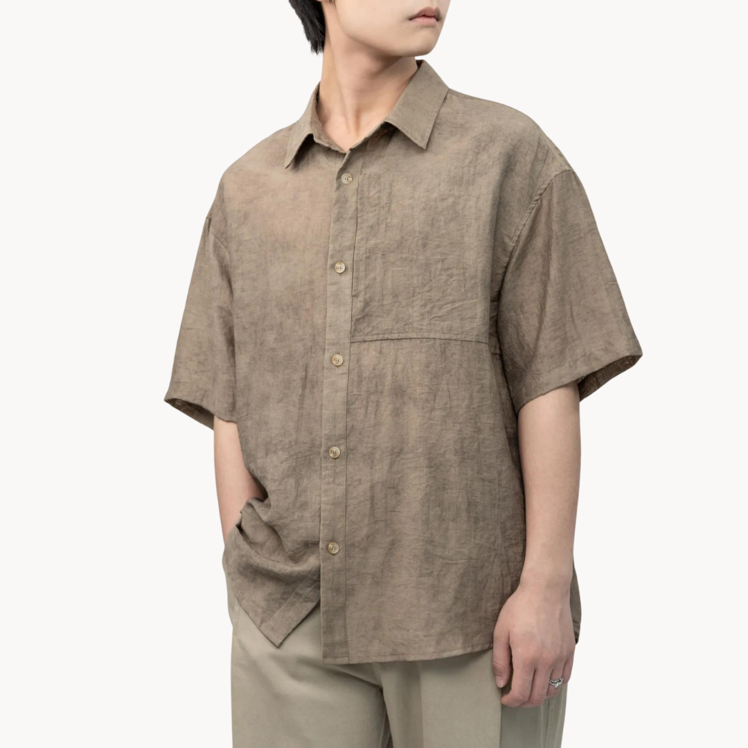 Camisa Sundeck de Lino Suave con Cuello Campestre