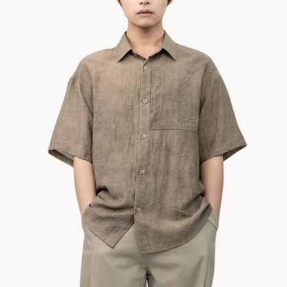 Camisa Sundeck de Lino Suave con Cuello Campestre