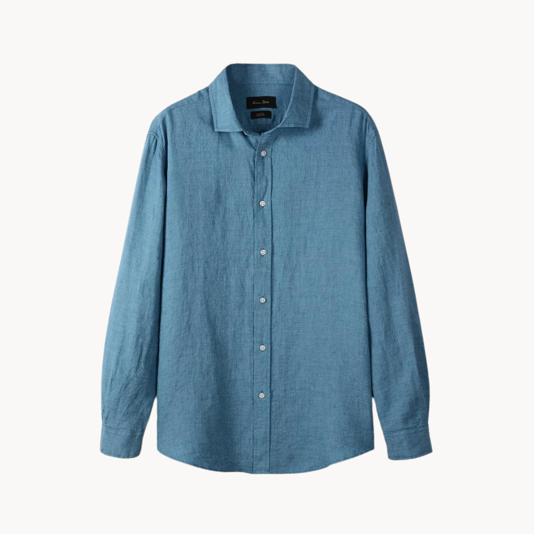 Camisa Sartorial de lino y algodón con cuello italiano