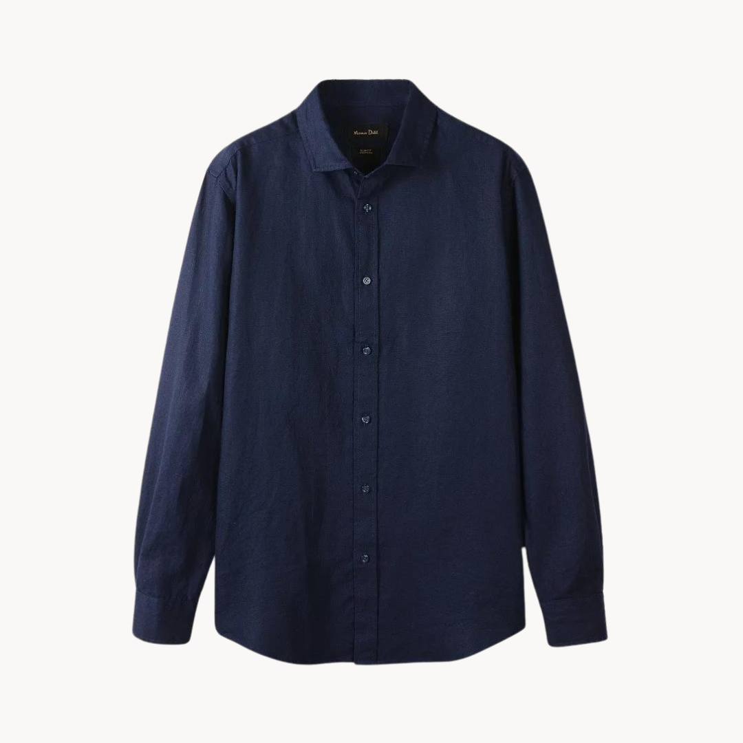 Camisa Sartorial de lino y algodón con cuello italiano