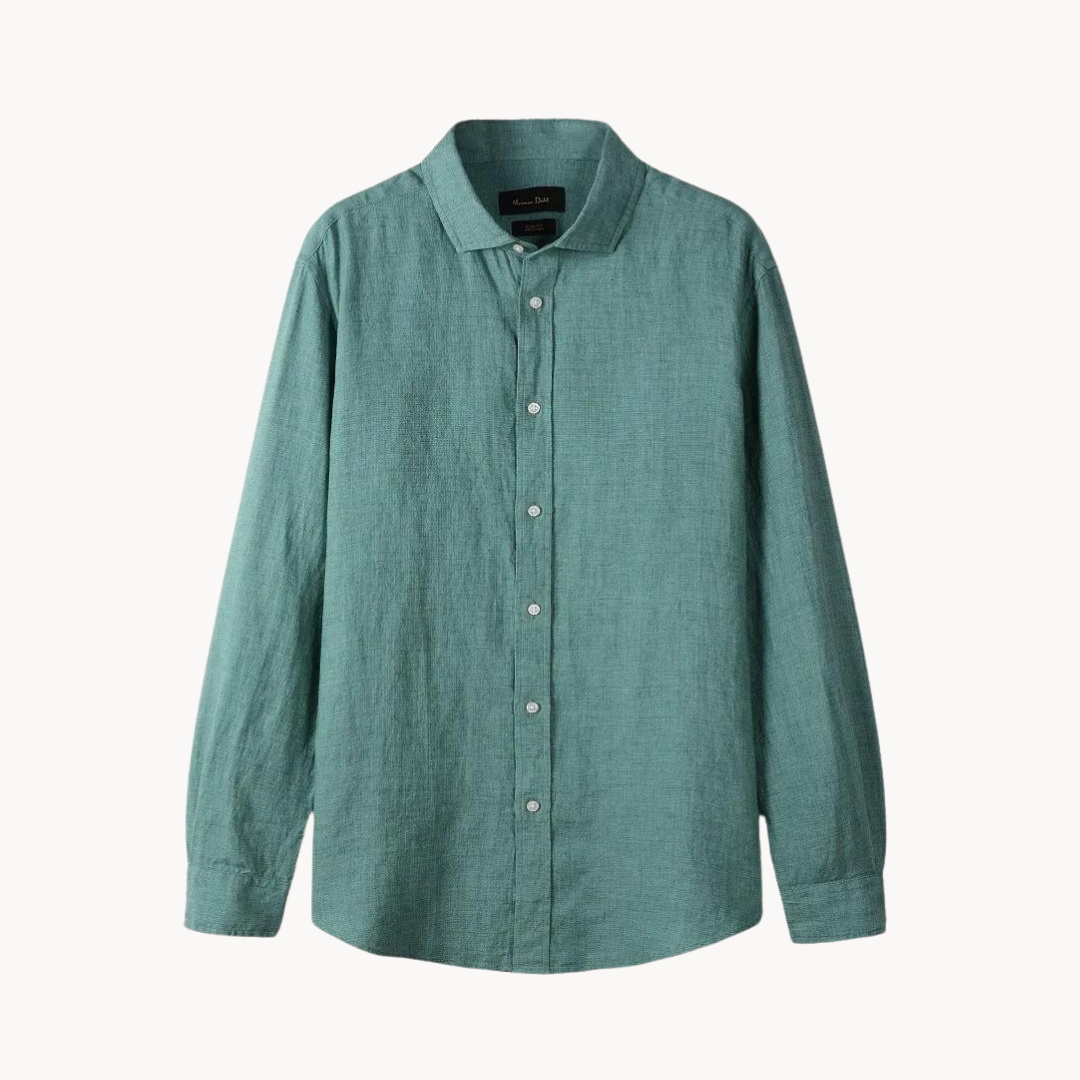 Camisa Sartorial de lino y algodón con cuello italiano