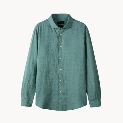 Camisa Sartorial de lino y algodón con cuello italiano