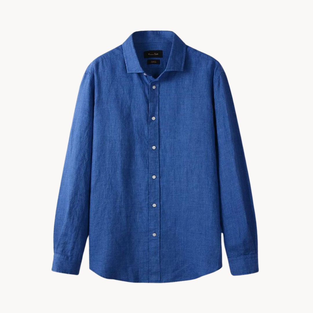 Camisa Sartorial de lino y algodón con cuello italiano