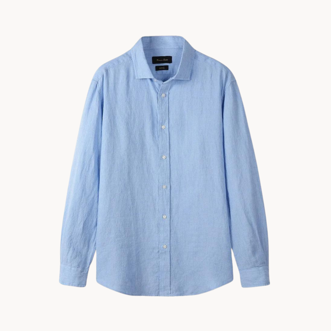 Camisa Sartorial de lino y algodón con cuello italiano