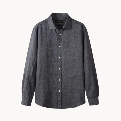 Camisa Sartorial de lino y algodón con cuello italiano