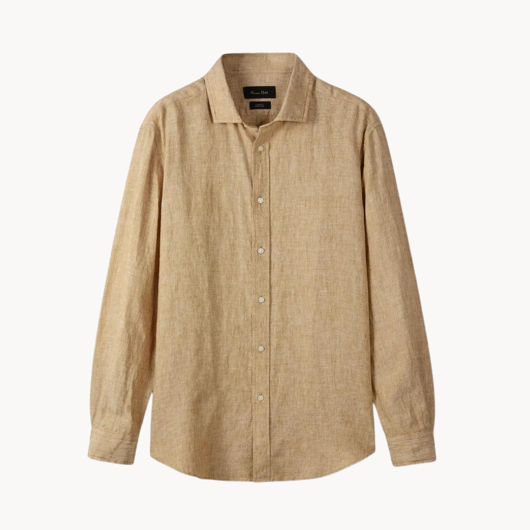 Camisa Sartorial de lino y algodón con cuello italiano
