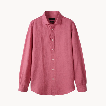 Camisa Sartorial de lino y algodón con cuello italiano