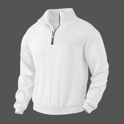 Suéter Pullover Callum con Media Cremallera y Trenzado
