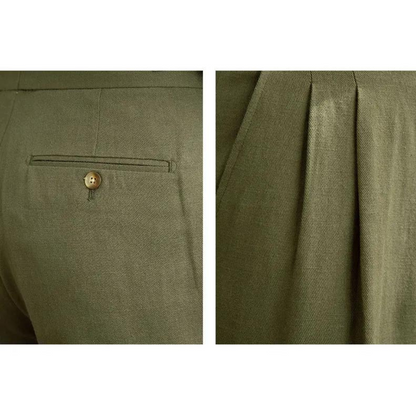 Pantalón Vento Plisado de Lino y Algodón