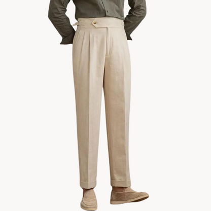 Pantalón Vento Plisado de Lino y Algodón