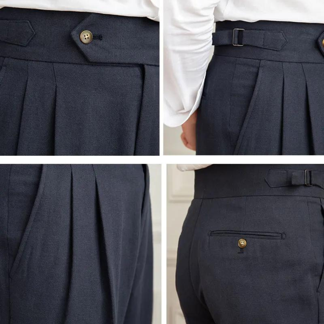 Pantalón Vento Plisado de Lino y Algodón